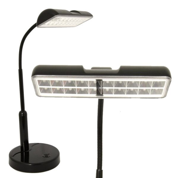 Battery Powered LED Desk Lamp with Adjustable Gooseneck (Black) - MEASURES: L:5.87 in. x W:5.87 in. x H:18 in.