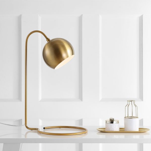 SAFAVIEH Lighting 22-inch Bartolo Brass Gold Task LED Table Lamp - 14W x 11D x 22H